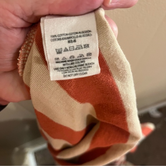 We The Free Free People Red and Tan Striped Turtleneck Peplum Blouse - Picture 5 of 7